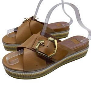 Louise et Cie Tan Sandals with Gold Buckle